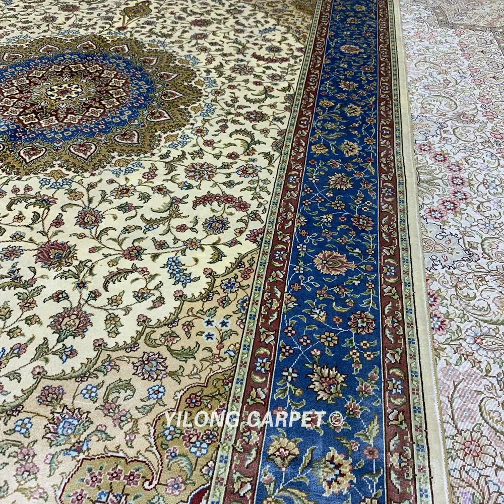 Yilong 4'x6' ковер ручной работы бежевый медальон дизайн vantage старинные персидские ковры значение (0620)
