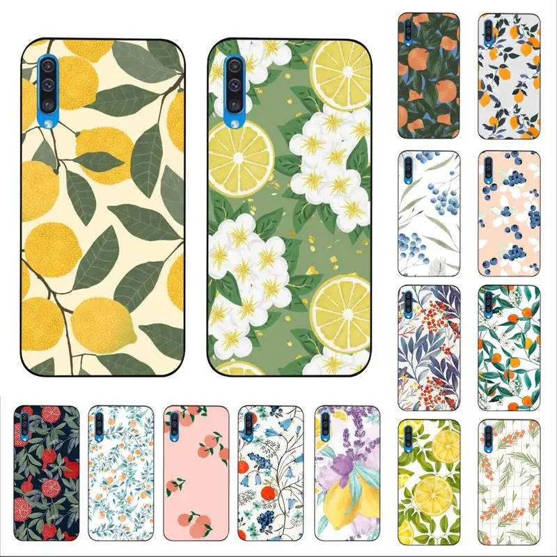 Summer green leaves fruit lemon peach pomegranate grapes Phone Case For Samsung A6 30s A50 70 10 40 51 20 71 30 20s A7 8 2018 | Мобильные
