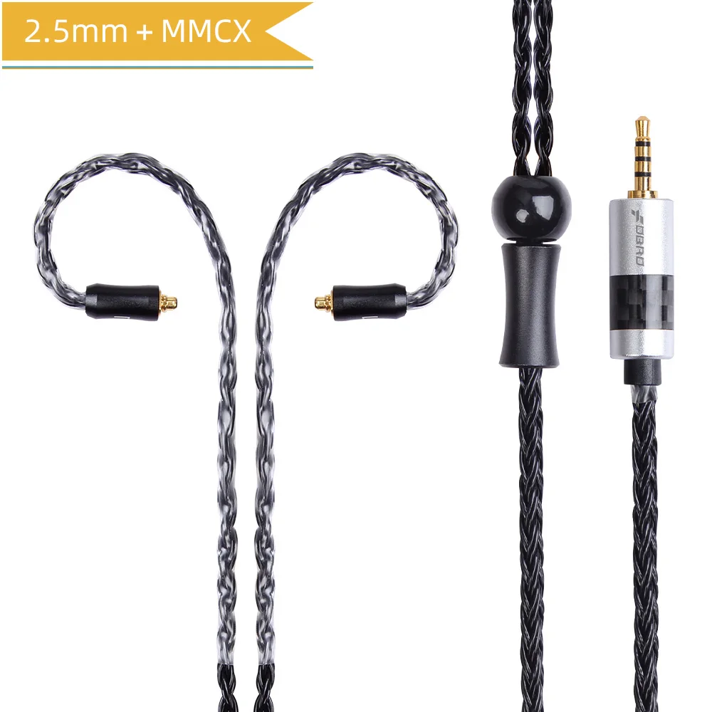 black 2.5mm MMCX FDBRO 16 ядер 2,5/3,5/4,4 мм с серебряным покрытием наушников обновления провода наушники MMCX кабель SE425 SE535 IE80 IM 2Pin 0,78 мм A2DC кабель - Цвет: black 2.5mm MMCX