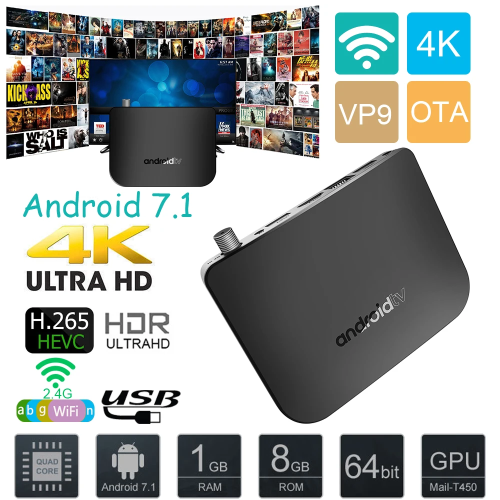 MECOOL M8S PLUS DVB-S2 Android tv Box S905D 1G rom 8G ram 2,4G WiFi 100M DVB S/S2 Mini M8S Plus DVB медиаплеер