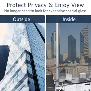 

One Way Tint Silver Mirrored Solar Reflective Window Film Removable Heat Control Vinyl Privacy Glass Self-Adhesive Sicker 200CM