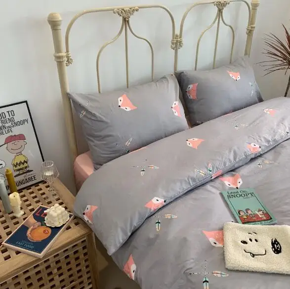 BXX038-G Baby Bedding Set Duvet Cover 4pcs/set Bed Sheet Pillowcase cotton 200*230cm Kids Bedding Cartoon Printing BXX038 - Цвет: BXX038-G