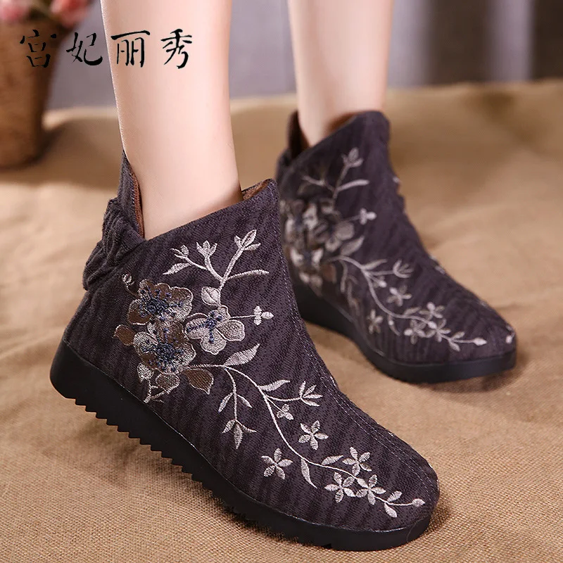 

2018 New Style Genuine Chinese-style Winter Embroidered Cloth Boots National Wind Embroidered Cotton Boots Old Beijing Snow Boot