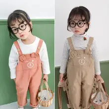 Новинка из мультфильма «Холодное сердце» ; комбинезоны с карманами осень, модные Хлопковые Штаны для девочек От 1 до 6 лет HX381