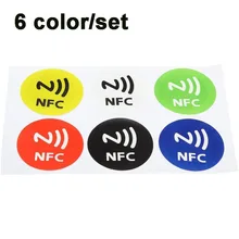 Etiquetas adhesivas NFC NTAG213, Mini etiqueta pequeña ISO14443A 13,56 MHz RFID, tarjeta de etiqueta de clave de 30mm de diámetro, insignias adhesivas para mascotas de 6 colores/juego