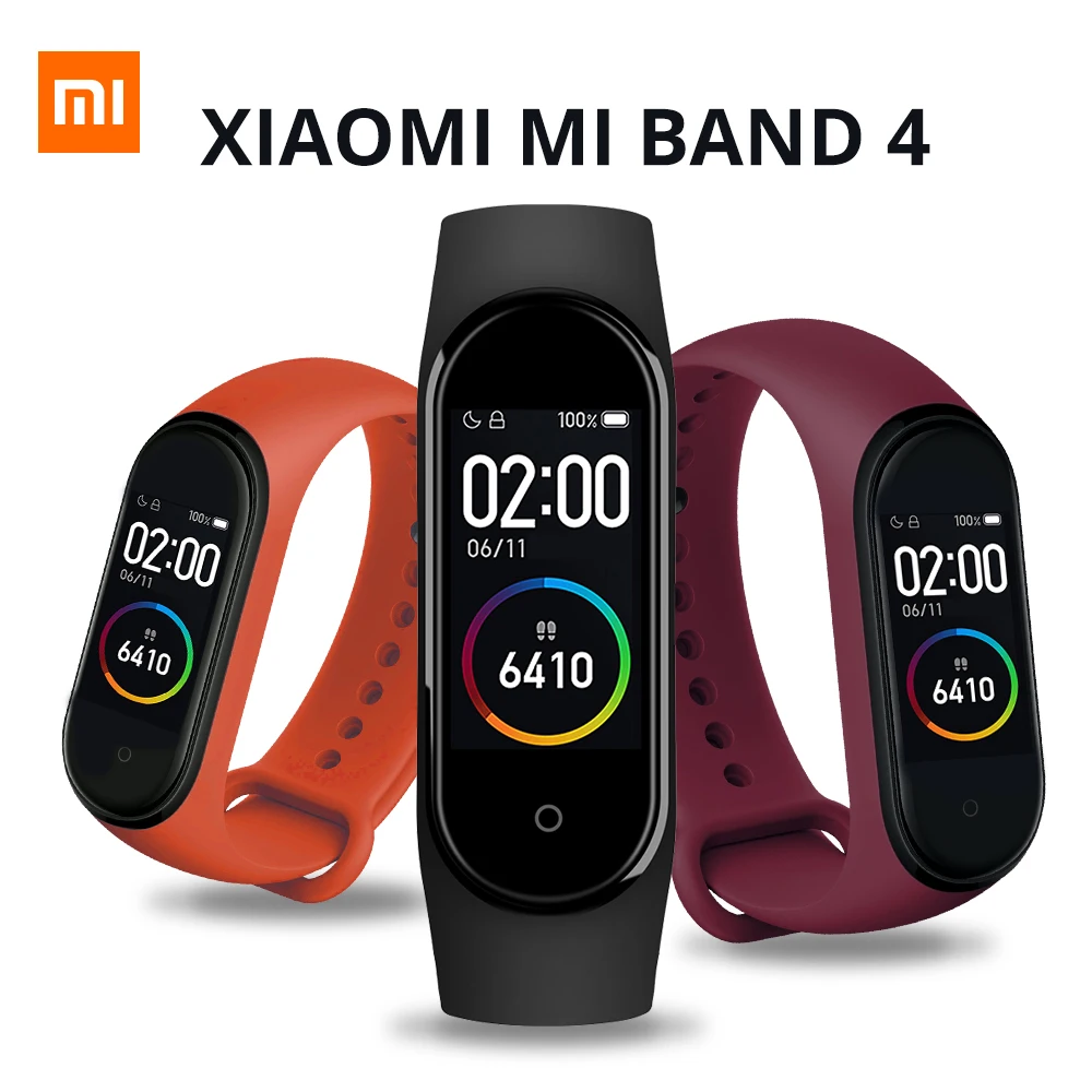 Влагостойкий смарт браслет Xiaomi Mi Band 4 спортивный трекер Bluetooth 3 цвета дисплей