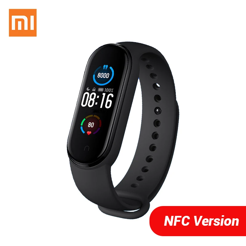 Умный Браслет Xiaomi Mi Band 5 NFC версии 1 &quotAMOLED экран 24h монитор сердечного ритма и сна