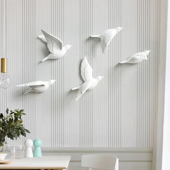 

Living Room Animal Figurine Resin Birds Creative For Wall 3d StickerWall Murals tv Wall Background Decorative Home Decor Birds