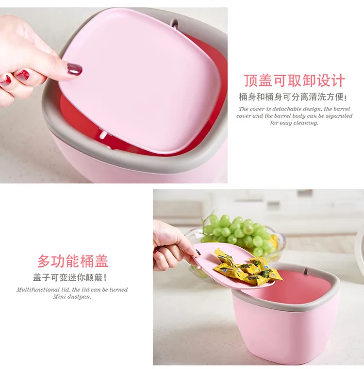 Help You Storage Bucket Small Garbage Can Creative Office Desk Surface Panel Deconstructable Rolling Cover Storage Box Mini Tras