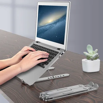 

Office Laptop Stand Universal Hands Free Home Portable Adjustable Foldable Bedroom Multi Angle Desktop Holder Aluminium Alloy