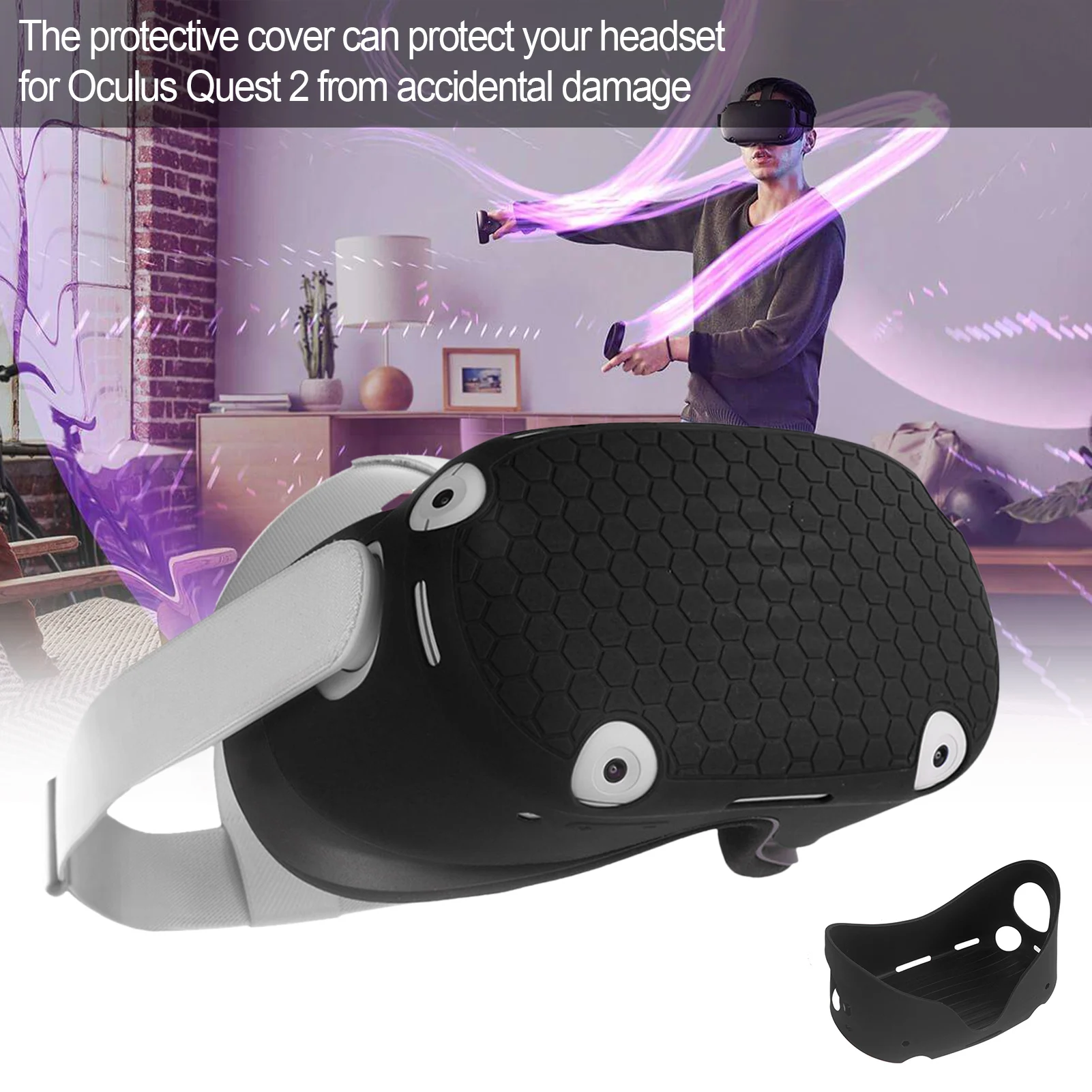 VR Helmet Protective Front Cover For Oculus Quest 2 Silicone Anti-Throw Protection Shell For Oculus Quest 2 Headset Accessories