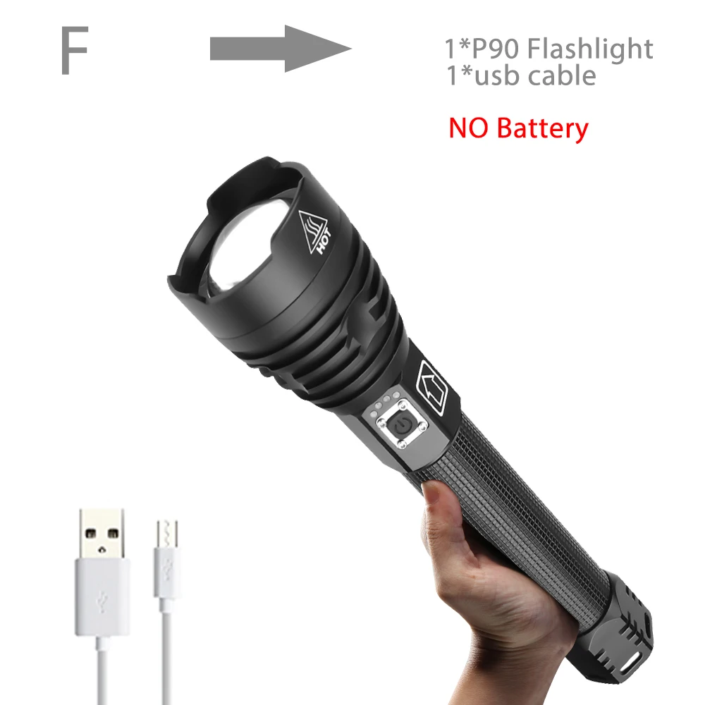 F Высокая мощность xhp90 светодиодный фонарик usb Перезаряжаемый фонарь xhp70 xhp50 фонарь для использования 26650 18650 Аккумулятор для кемпинга - Испускаемый цвет: F