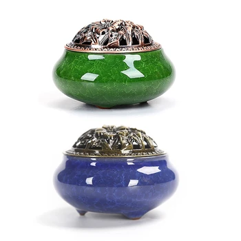 

2x Ceramic Incense Burners Portable Porcelain Censer Buddhism Incense Holder Home Teahouse Yoga Studio Incense Gift Home Decorat