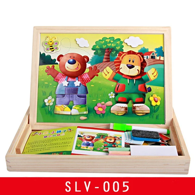 16 стилей деревянная магнитная головоломка Двухсторонняя доска для рисования Ферма/Животные/транспортное средство/цирк головоломки игрушки для детей с подарочной коробкой - Цвет: SLV-005