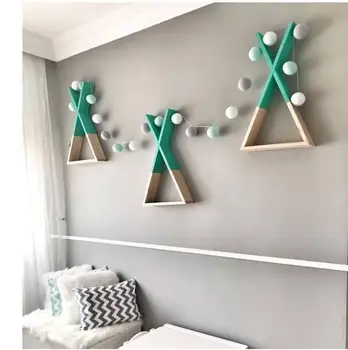 

1Pc Living Room Wooden Triangles Storage Holder Rack Decor Wall Mounted Shelf Bedroom Children Room Crafts Storage Rack