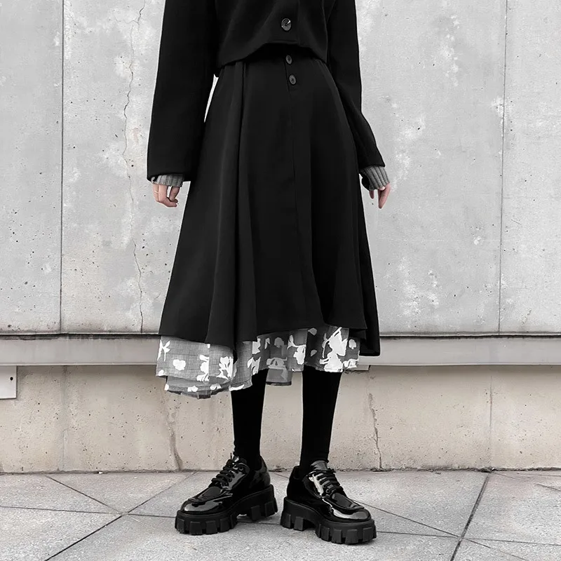 Юбки с высокой талией женские модные черные кружевные осенние плиссированные юбки