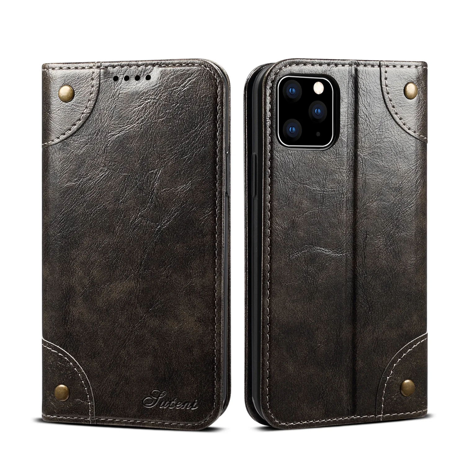 Роскошный деловой Чехол бумажник из натуральной кожи для Iphone X XS XR 8 7 Plus винтажный