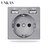 UNKAS B8 Modules DIY Free Combination EU / French 16A Wall Power Socket Dual USB Charger Port Hidden Soft LED Outlet ► Photo 3/6