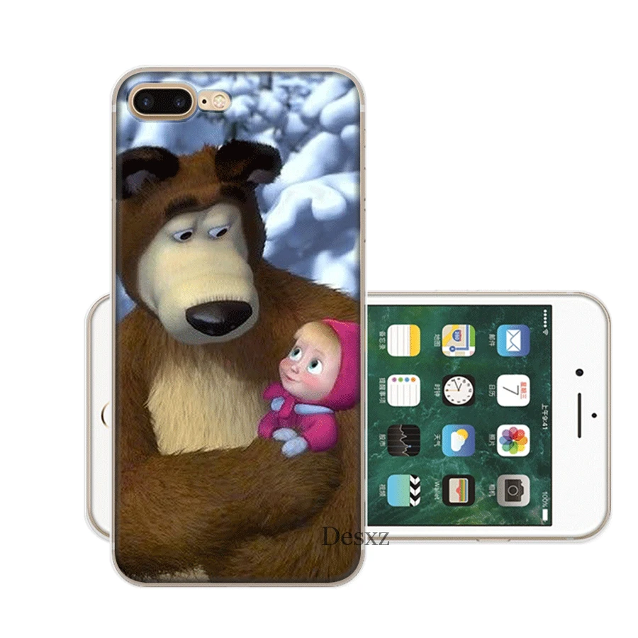 Чехол для мобильного телефона tpu для iPhone 11 Pro X XS Max iPhone XR 6 6S 7 8 Plus 5 5S SE чехол Маша и медведь