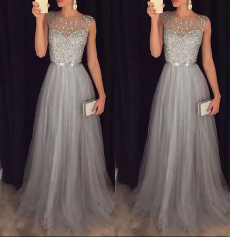 silver maxi dresses for weddings