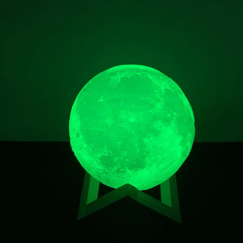 ICOCO 3D печать Luna перезаряжаемая лампа 16/2 цвет изменить свет сенсорный ночник Лунная Луна детский ночник