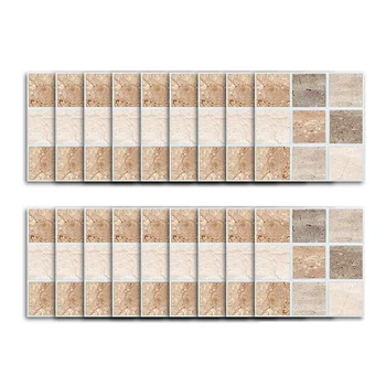 

18 Pcs Self Adhesive Mosaic Tile Sticker Kitchen Backsplash Bathroom Wall Tile Stickers Decor Waterproof Peel Stick PVC Tiles 10
