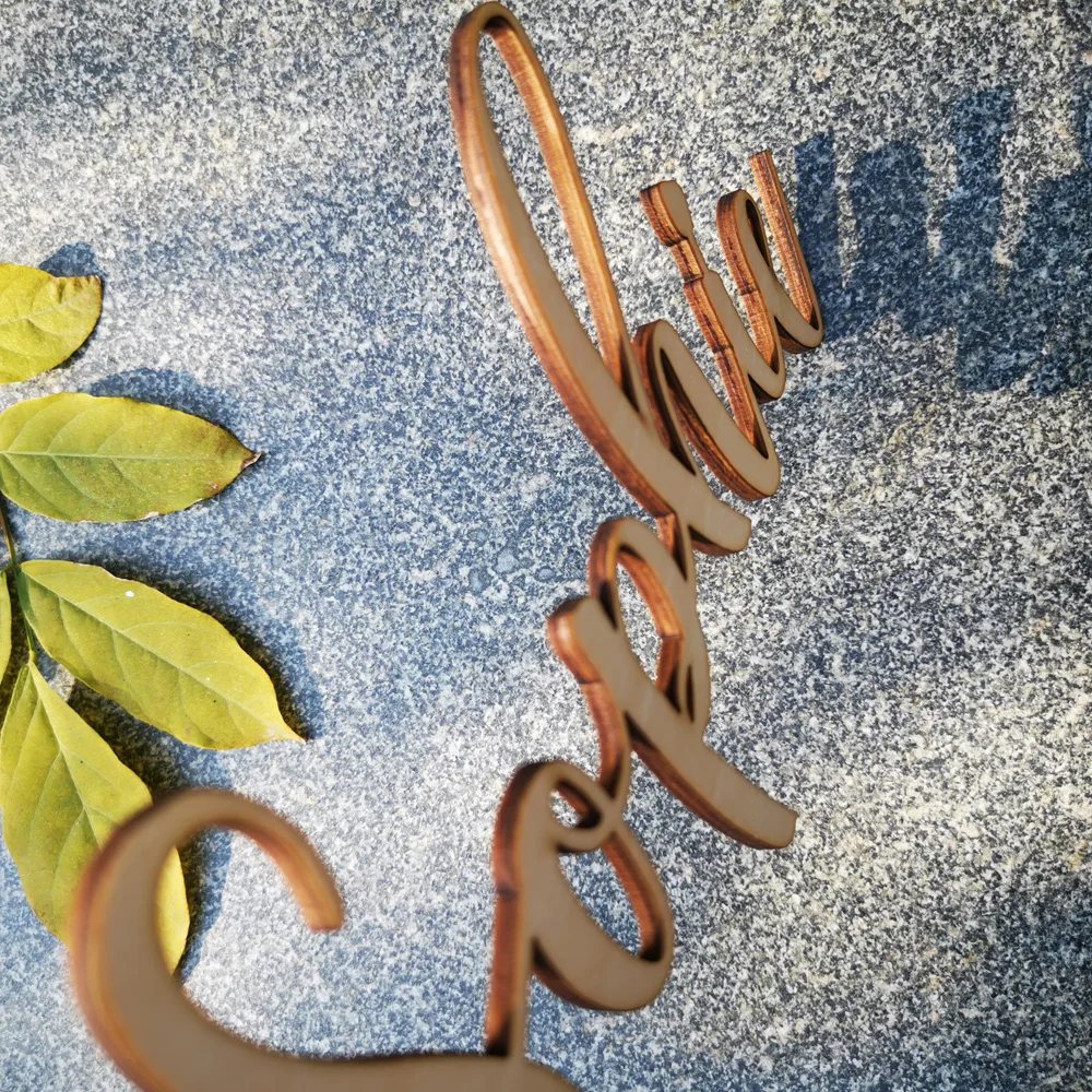 Personalized Baby Shower Wood Name sign ,Family Script Nursery Wall Decor,Custom Children Name sign Wall Decor Wooden Letter  (2)