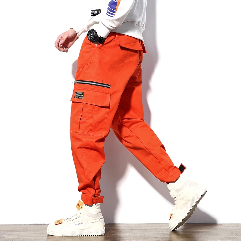 

UYUK2019 Autumn And Winter New Casual Fashion Trend Loose Long Retro Stickers Men's Cattle Overalls Cotton Solid Color Joggers