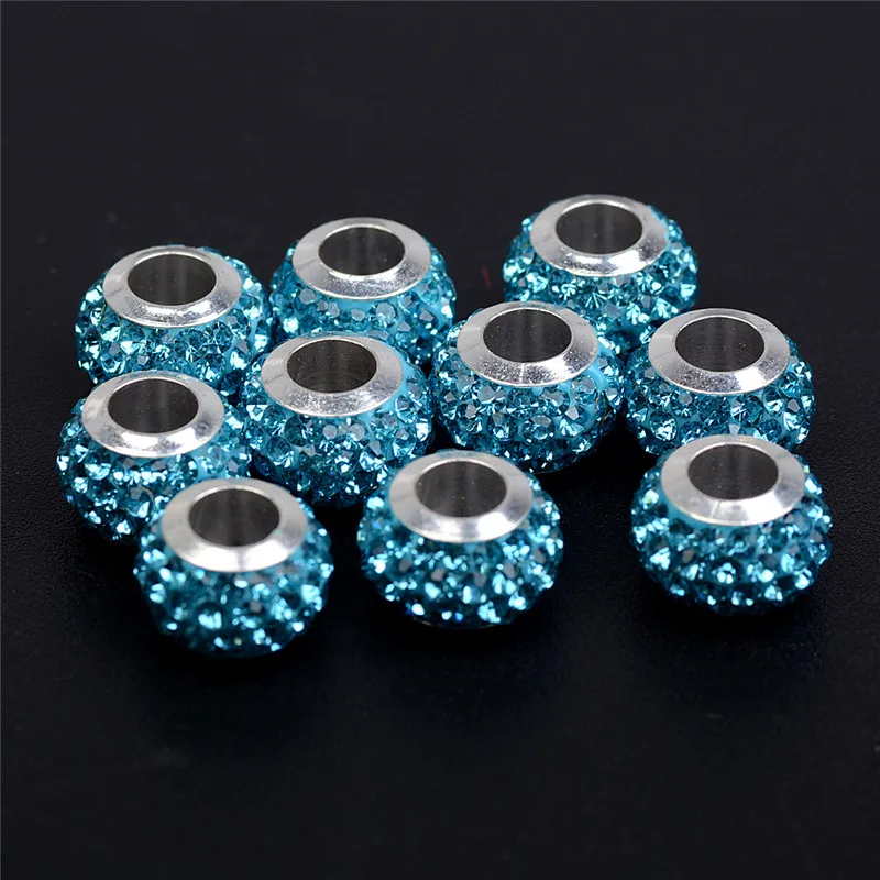 20Pcs New Assorted Color Luxury Rhinestone Large Hole Spacer Fit Pandora Charms Bracelet Hair Beads for Women DIY Jewelry Making 20Pcs New Assorted Color Luxury Rhinestone Large Hole Spacer Fit Pandora Charms Bracelet Hair Beads for Women DIY Jewelry Making