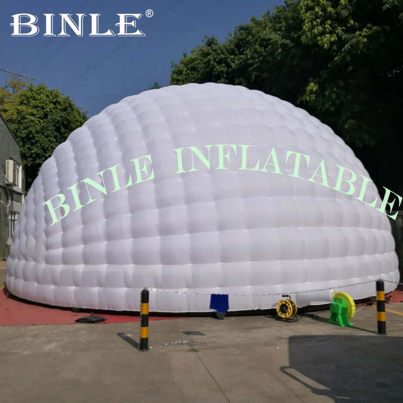 Advertising trade show 10m 32ftW giant inflatable half dome tent,inflatable luna tent with led lights for night club party