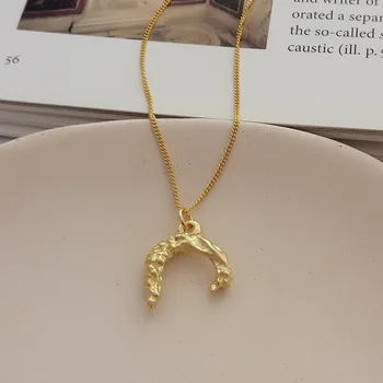 

Creative Authentic 925 Sterling silver Gold irregular "C" Letter Necklace Fine Jewelry gift TLx582