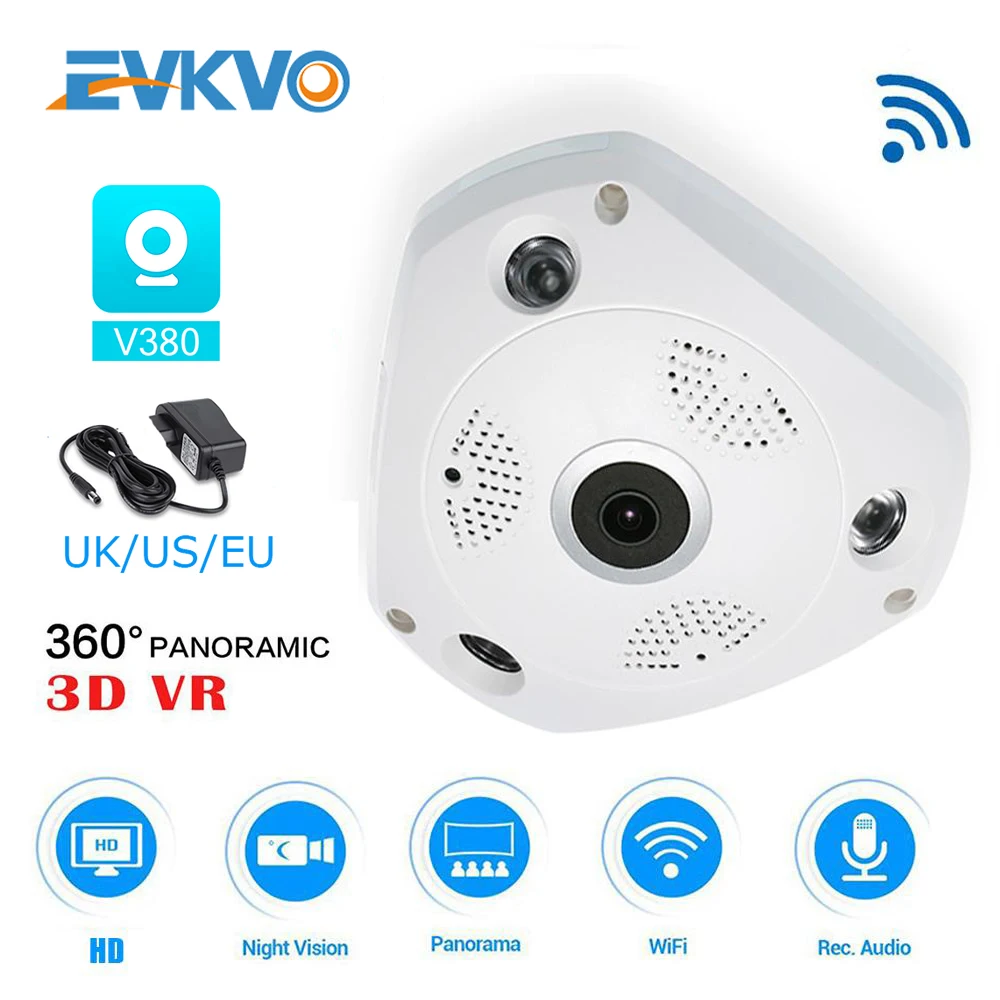 EVKVO Fisheye VR Dome Full HD 1080P 360 градусов панорамная Wi Fi IP камера CCTV Домашняя безопасность