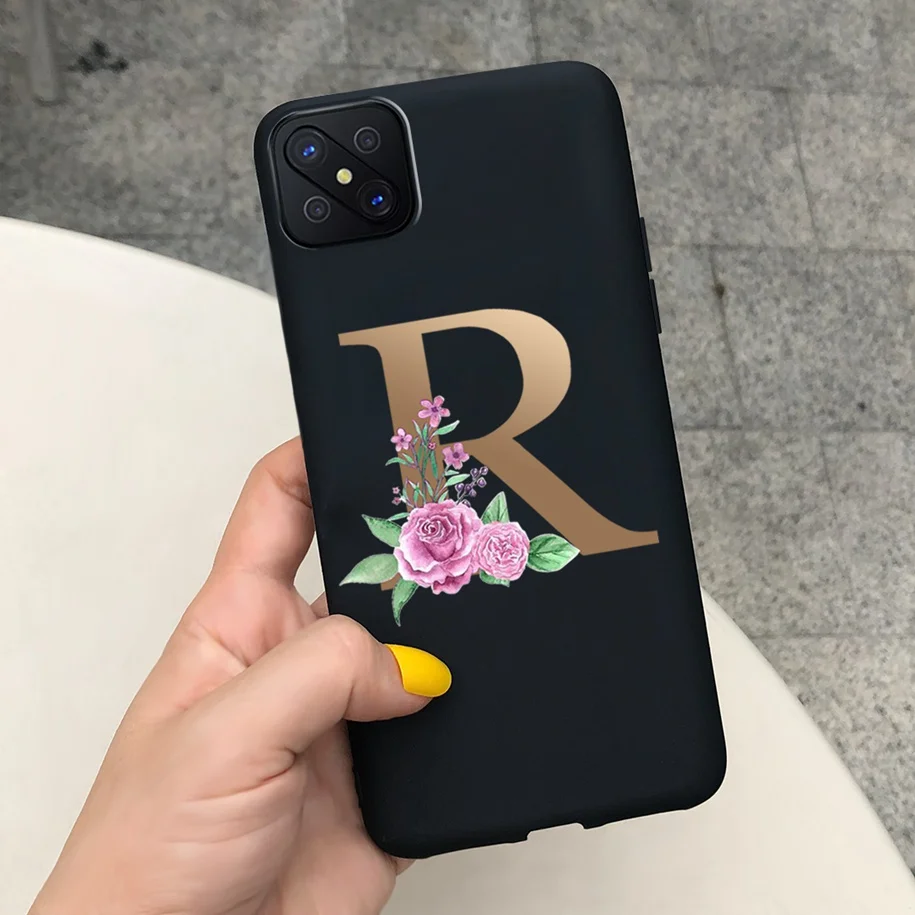 Cute Letters Soft TPU Phone Case - Simple Black Pink Back Cover