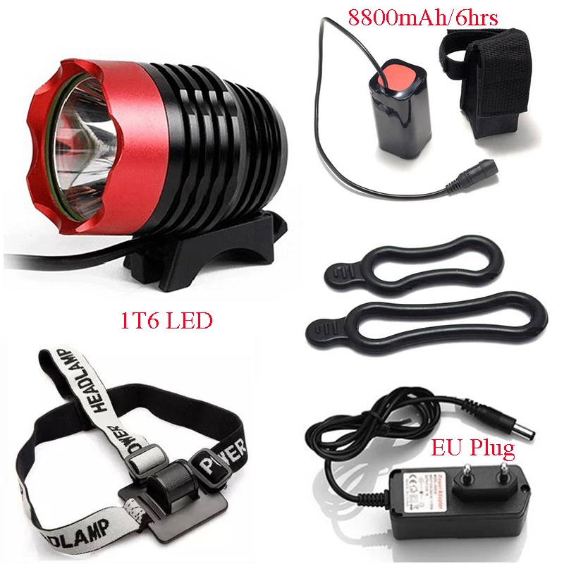 Faro delantero de bicicleta de alta potencia T6 Led, lámparas delanteras de montaña, foco de 8,4 V CC, puerto de accesorios para Faro de ciclismo|Luz de bicicleta| - AliExpress