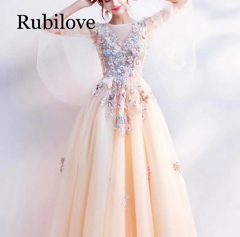 Rubilove, элегантное платье Sen, новинка, желтые цветы, тост, одежда для ужина, для годовых встреч, подружки невесты, платье феи