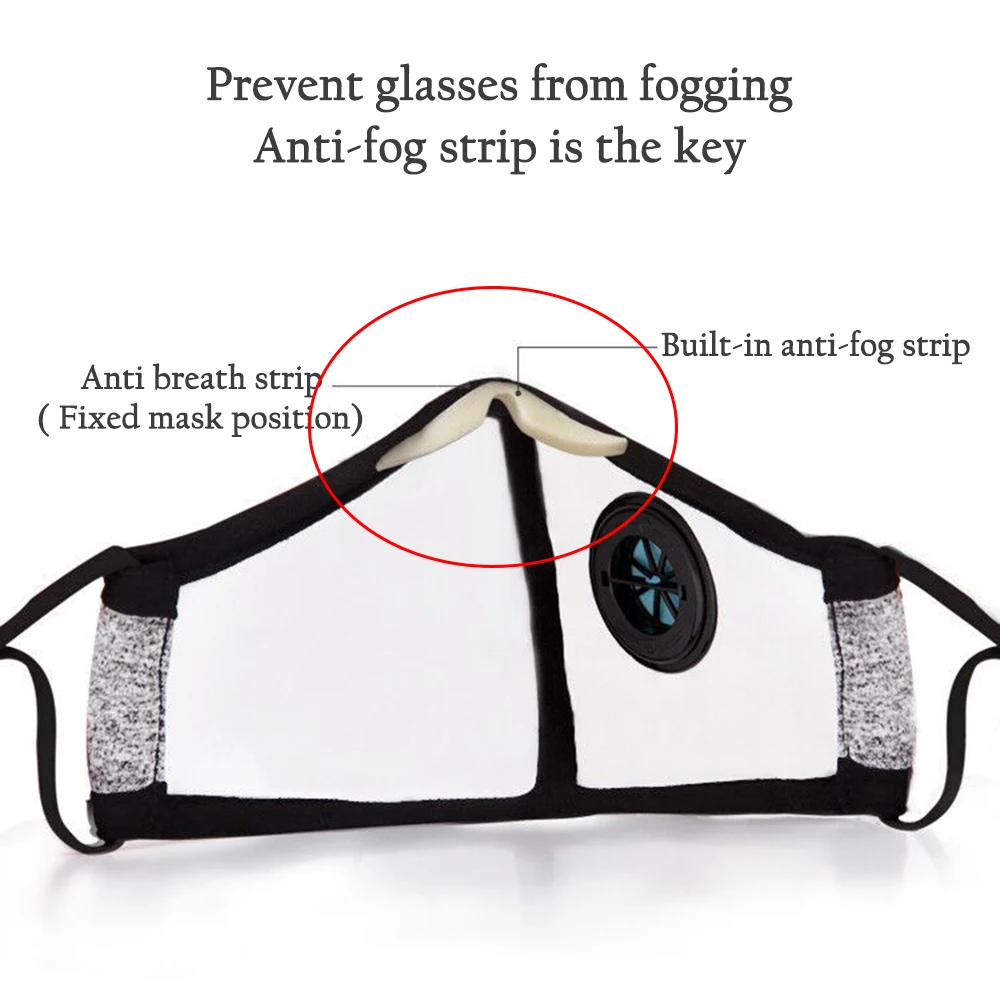 20pcs anti-fog strip 3D хлопок Анти Пыль черная маска N95 PM2.5 фильтр с активированным углем респиратор многоразовые рот крышка Анти туман дымка маски для мужчин и женщин - Цвет: 20pcs anti-fog strip