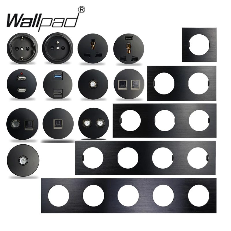 Promo Brushed Socket Audio-Modules Wall-Switch Rj45 Cat6 Black HDMI Aluminum Wallpad L6 Usb-Charger 3BjYGzMGR