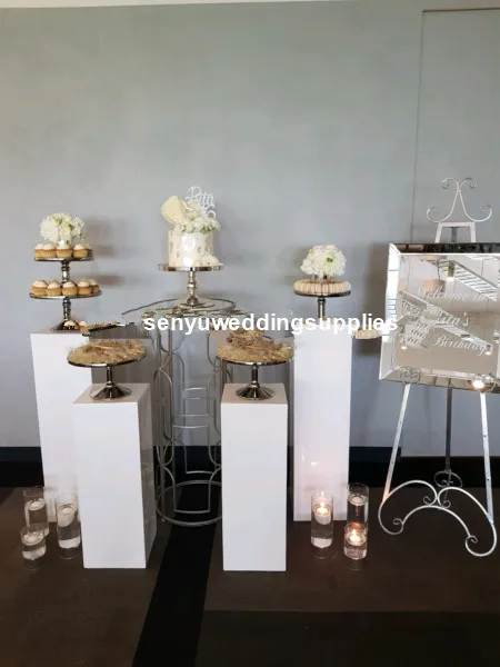 4pcs price plinths white mental acrylic wedding party cake stand senyu1732