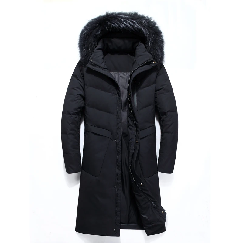 

2019 Down Jacket Men Winter Thick Warm 90% White Duck Down Hooded Natural Fur Collar Man Down Coat Waterproof Men Parkas