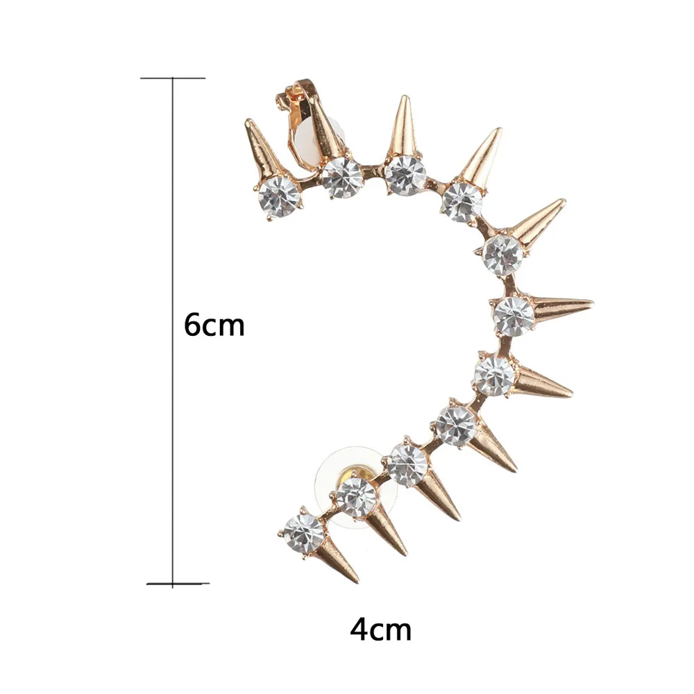 Модные серьги Cyrstal в стиле панк, заклёпки, запонки для ушей, модный инкрустированный стразами, сплав, серьги, готические вечерние украшения, клипсы