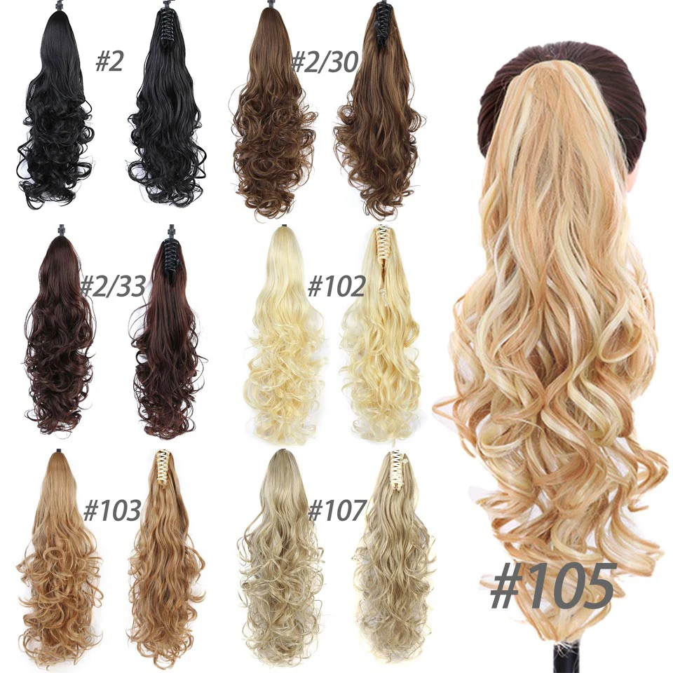 

Women's wavy Claw long Ponytail Black Brown Synthetic Wave Hair claw Ponytails for black women girls