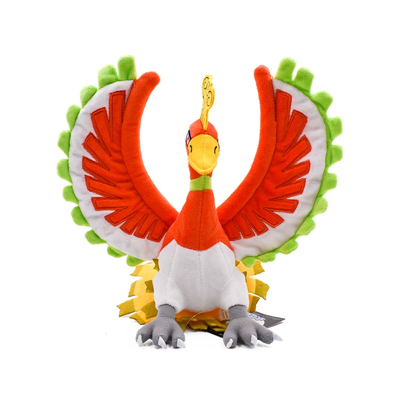 24 см 9 ''Ho-Oh тонкий плюш аниме Солнце Луна блестящие HoOh Houou мягкие игрушки крутая Мягкая кукла Мягкие плюшевые игрушки плюш - Цвет: Черный