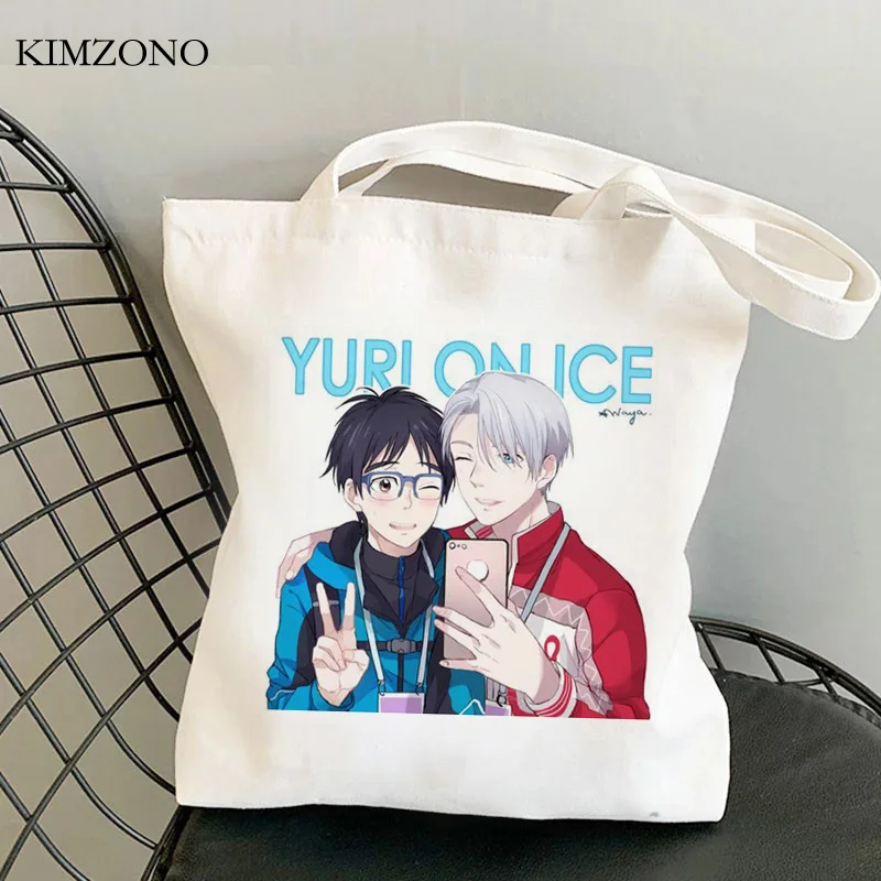 Yuri on Ice-Bolsa de algodón para compras, bolsa de reciclaje, bolso de compras tejido