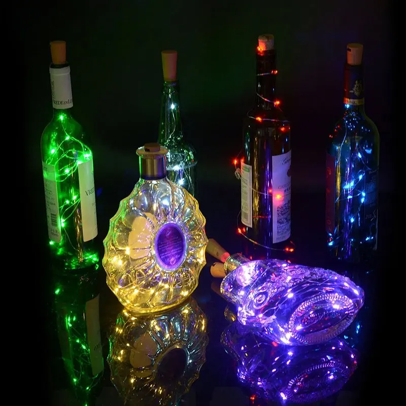 Сказочные огни 1 м 2 м светодиодный гирлянда гирлянды для стеклянной бутылки для рукоделия Новогоднее Рождественское украшение Рождественские огни на открытом воздухе