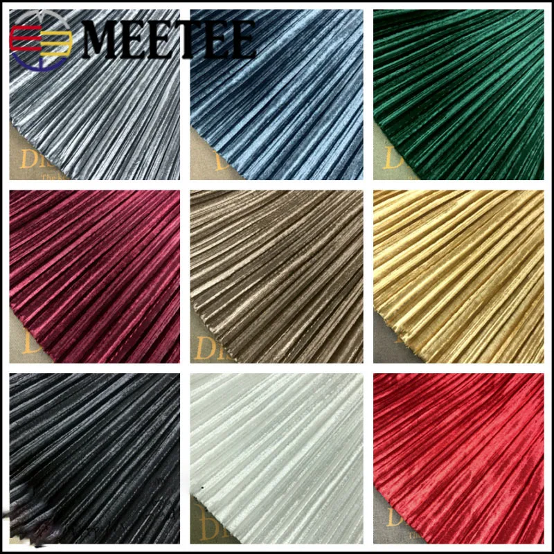 Meetee 50/100 см X 150 см однотонные Цвет плиссированная Ткань Золотая Бархатная ткань; сезон зима-весна, футболка с юбкой Garment Accessories FA225