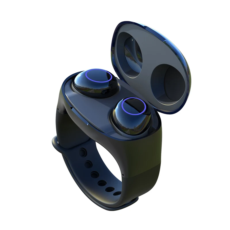 

Binaural TWS Earbud Bluetooth 5.0 Wireless Portable Watch-type Earphone Sports Stereo Charging Box Headset With Smart Wristband