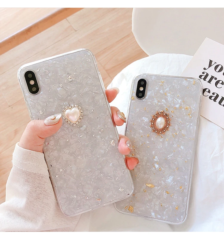 GlamPhoneCase Блеск Любовь, жемчужный чехол для iPhone X XS Max XR Мягкий силиконовый чехол для iPhone 7 8 6 6s Plus чехол