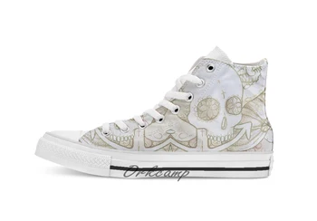 

skull in the ocean sketch Custom Casual High Top lace-up Canvas shoes sneakers Drop shipping