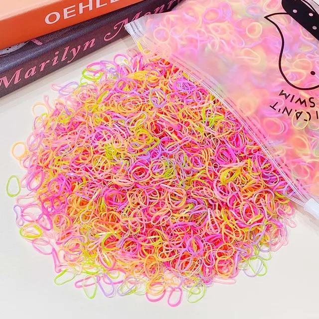 1000pcs/Pack Girls Colorful Small Disposable Rubber Bands Gum For Ponytail Hold Scrunchie Hair Bands Fashion Hair Accessories colorful 30