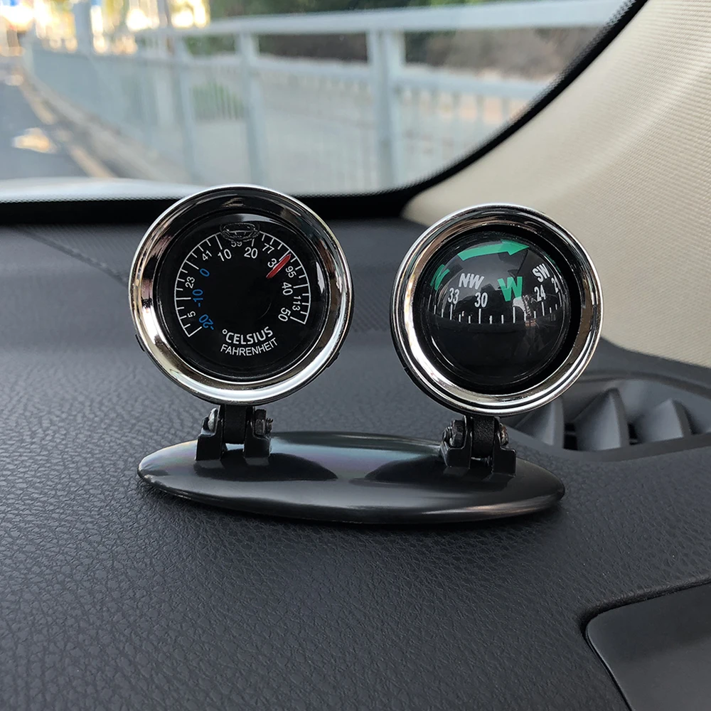 Car Decoration Thermometer Compass Multifunction Direction Automobile Interior Dashboard Ornament Accessories Gifts 81*53*41mm